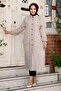 Buttoned Linen Tunic with Ruffle Side Detail Tsd240506 Stone Color