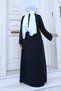 Black Hijab Ferace - TSD with Piping Detail and Zipper240612 - 5