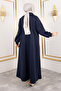Scuba Long Hijab Dress Tsd250129 Navy Blue - 7