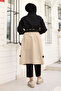 Double Color Trench Coat with Elasticated Sleeves Tsd240812 Beige - 5