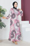 Long Hijab Dress with Flounces Tsd230604 Pink - 4