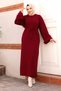 Buy Tie-Up Low Arm Knitwear Long Dress Tsd240708 Red