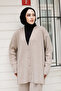 Beige knitted cardigan set with button detail tsd240932 - 2
