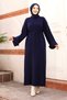 Buy Tie-Up Low-Sleeve Knitwear Long Dress Tsd240708 Navy Blue - 4