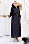 Quilted Coat with Handle and Embroidery Detail Tsd240808 Black - 3
