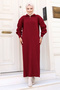 Half Zipper Knitwear Long Dress Tsd240715 Burgundy