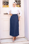 Side Tie Denim Skirt Tsd240615 Blue