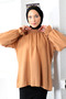 Tie Neck Elastic Blouse Tsd221205 Tan - 2