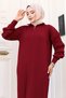 Half Zipper Knitwear Long Dress Tsd240715 Burgundy - 2
