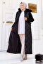 Quilted Coat with Handle and Embroidery Detail Tsd240808 Black - 4