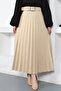 Belted Pleated Skirt Tsd230113 Beige - 2