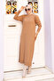 Crew Neck Knitwear Long Dress Tsd240720 Camel - 3
