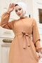 Prevailing Collar Waist Belted Hijab Dress TSD240313 - 2