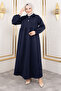Scuba Long Hijab Dress Tsd250129 Navy Blue