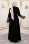 Embroidery and Stone Detailed Abaya Tsd250110 Black - 5