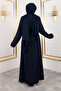 Chain Stone Detailed Abaya Tsd250126 Navy Blue - 6