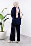 Knitwear Set with Handle End Button Detail Tsd240947 Navy Blue - 5