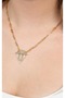 Women's Yellow Color Non-Tarnish Steel Necklace - Geometric Design with Zircon Stones - 2