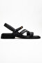 Cesar Black Genuine Leather Women's Sandals - 6