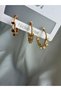 Zircon Stone Gold Color Plated Nickel Free Modern Hoop Earrings - 4
