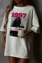 Women's 100% Cotton Oversize Fit Crew Neck Printed Summer White Printed T-Shirt
