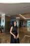 Elya Black Flared Hem Midi Sleeveless Satin Evening Dress - 4