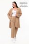 Plus Size Women's Summer Double Brooch Mother Suit Breathable Wrinkled Fabric Pants Cardigan Mink - 3