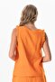 Sleeveless Ruffle Detailed Duru Oval Collar Muslin Summer Blouse Orange Trnc - 2