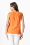 Sleeveless V-Neck Berrin Guipure Detailed Muslin Summer Blouse Orange Trnc - 2