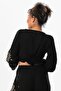 Long Sleeve Daylight Gather Detailed Summer Muslin Blouse Black Black - 2