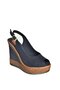 Navy Blue Women's Wedge Heeled Shoes 9674070805 - 7