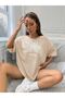California West Coast Single Jersey T-Shirt - Beige Printed Oversize Crew Neck T-Shirt - 5