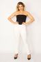 Women's Large Size Bone Lycra 5 Pocket Jeans Trousers 65n34294 - 6