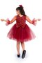 Sequin Tulle Girls' Dress Mnk0285 Bordo - 4