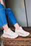 Nstyle Women's Cream/Beige High Sole Comfortable Casual Sneakers - 6