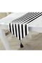 Black and White Striped Tasseled Runner 45X140 Stain Resistant - 3