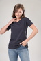 super quality Smoked V-neck women's t-shirt solid color basic organic cotton knitted combed cotton t-shirt - 6