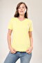 Super Quality Yellow V-Neck Women's T-Shirt Solid Color Basic Organic Cotton Knitted Combed Cotton T-Shirt - 2