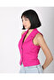 Women's Fuchsia Bow Buttoned Blazer Vest - 5