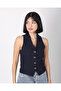 Women's Navy Blue Bow Buttoned Blazer Vest - 6