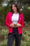 Women's Fuchsia Black Hooded Zippered Scuba Fabric Two-Piece Sports Tracksuit Set 21kestax11 - 4