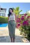 Khaki Bow Detailed Wrap Skirt