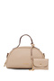 Beige-Burgundy Women's Messenger Bag Us25547