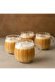 Set of 4 Coffee Glasses - Pinterest Glass with Handle Striped Mug 400 ml Borosilicate Thermosil Mug - 3