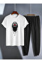 Unisex Diamond Women's Portrait Design Printed Tshirt Tracksuit Set