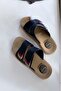 Black Two Stripes 1 Piece (There Is a Beige Red Series on the Strip) Orthopedic Slippers Quality Convenient Stylish