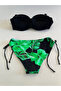 Women's Black Buckle Detailed Green Pattern Bikini Suit Hzl25S-Lc3352 - 7
