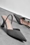 Agnes Women's Glittery Pointed Toe Heeled Shoes with Elastic Back - 2