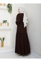 Pleated Waist Hidden Zipper Belt Balloon Sleeve Ferace-1031 - 8