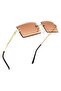 Brown Rectangular Crystal Cut Women's Sunglasses - 4